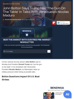 John Bolton Says Trump Has 'The Gun On The Table' In Talks With Venezuela's Nicolas Maduro  - Benzinga