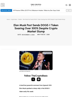 Elon Musk Post Sends DOGE-1 Token Soaring Over 300% Despite Crypto Market Slump