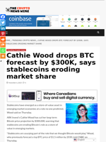 Cathie Wood drops BTC forecast by $300K, says stablecoins eroding market share - The Crypto News Wire