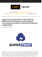 SuperTrust Expands Its Real-World Blockchain Ecosystem with Global Community Growth and Multi-Platform Integration