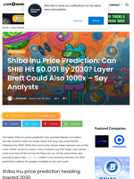 Shiba Inu Price Prediction: Can SHIB Hit $0.001 By 2030? Layer Brett Could Also 1000x – Say Analysts | Live Bitcoin News