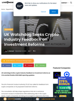 UK Watchdog Seeks Crypto Industry Feedback on Investment Reforms | Live Bitcoin News