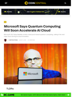 Microsoft Says Quantum Computing Will Soon Accelerate AI Cloud - CoinCentral