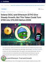 Solana (SOL) and Ethereum (ETH) Give Steady Growth, But This Token Could Turn $700 into $70,000 Before 2026