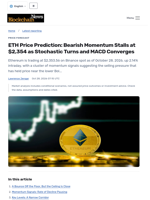 ETH Price Prediction: Bearish Momentum Stalls at $2,354 as Stochastic Turns and MACD Converges - Blockchain.News