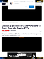 Breaking: $11 Trillion Giant Vanguard to Open Doors to Crypto ETFs - U.Today