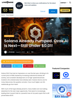 Solana Already Pumped. Ozak AI Is Next—Still Under $0.01! | Live Bitcoin News