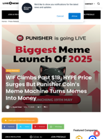 WIF Climbs Past $1B, HYPE Price Surges But Punisher Coin’s Meme Machine Turns Memes Into Money | Live Bitcoin News