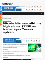 Bitcoin hits new all-time high above $119K as trader eyes 7-week uptrend - The Crypto News Wire