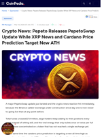 Crypto News: Pepeto Releases PepetoSwap Update While XRP
News and Cardano Price Prediction Target New ATH