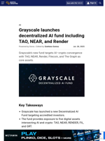 Grayscale launches decentralized AI fund including TAO, NEAR, and Render