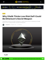 Why Vitalik Thinks Low-Risk DeFi Could Be Ethereum's Secret Weapon - CoinCentral
