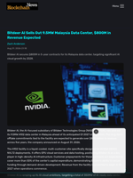 Bitdeer AI Sells Out 9.5MW Malaysia Data Center, $800M in Revenue Expected - Blockchain.News