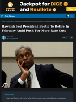 Hawkish Fed President Bostic To Retire In February Amid Push For More Rate Cuts