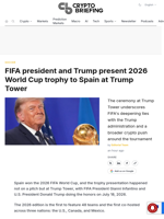 FIFA president and Trump present 2026 World Cup trophy to Spain at Trump Tower
