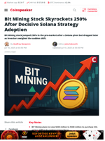 Bit Mining Soars 250% After Solana Pivot