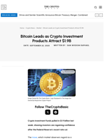Bitcoin Leads as Crypto Investment Products Attract $1.9B