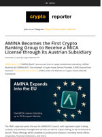 AMINA Becomes the First Crypto Banking Group to Receive a MiCA License through its Austrian Subsidiary