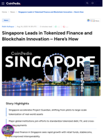 Singapore Leads in Tokenized Finance and Blockchain Innovation - Here’s How