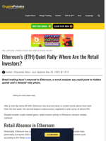Ethereum's (ETH) Quiet Rally: Where Are the Retail Investors?