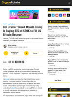 Jim Cramer 'Heard' Donald Trump Is Buying BTC at $60K to Fill US Bitcoin Reserve