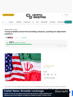 Trump prohibits Israel from bombing Lebanon, pushing for diplomatic solutions