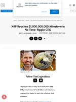 XRP Reaches $1,000,000,000 Milestone in No Time: Ripple CEO