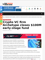 Crypto VC firm Archetype closes $100M early-stage fund - The Crypto News Wire