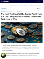 The Next Ten Days Will Be Crucial For Crypto, But This Cheap Altcoin Is Poised To Lead The Rest, Here is Why