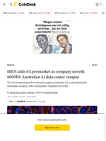 IREN stock news: shares gain on new AI data center