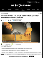 Gold, Silver, Platinum Prices Slide as US-Iran Ceasefire Nears End