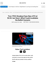 Tron (TRX) Breakout Eyes New ATH at $0.50, but Here’s What Could Invalidate the Bullish Scenario
