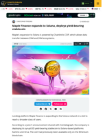 Maple Expands to Solana, Brings Yield-Bearing Stablecoin