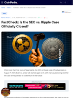 FactCheck: Is the SEC vs. Ripple Case Officially Closed?