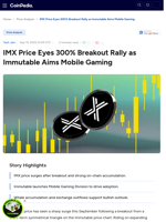 IMX Price Eyes 300% Breakout Rally as Immutable Aims Mobile Gaming
