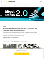 Wall Street is moving past crypto pilots and deeper into Ethereum, says Etherealize founder