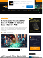 Botanix Labs Unveils StBTC: Bitcoin Yield From Network Fees Hits 34% APR