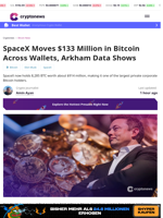 SpaceX Moves $133 Million in Bitcoin Across Wallets, Arkham Data Shows