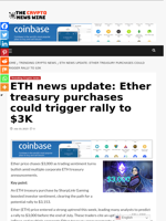 ETH news update: Ether treasury purchases could trigger rally to $3K - The Crypto News Wire