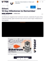Ethereum Mainnet Turns 10: Here Are 10 Key Milestones to Remember