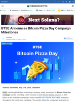 BTSE Announces Bitcoin Pizza Day Campaign Milestones - TheNewsCrypto
