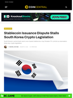 Stablecoin Issuance Dispute Stalls South Korea Crypto Legislation - CoinCentral