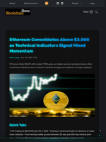 Ethereum Consolidates Above $3,500 as Technical Indicators Signal Mixed Momentum - Blockchain.News