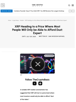 XRP Heading to a Price Where Most People Will Only be Able to Afford Dust: Expert