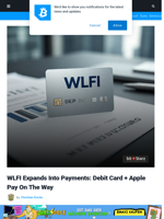 WLFI Expands Into Payments: Debit Card + Apple Pay On The Way