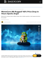 MemeCore (M) Rugged? 40% Price Drop In Hours Sparks Angst - DailyCoin