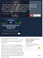 'Shark Tank' Star Kevin O'Leary Says You Can Retire Forever on Just $500K in the Bank —'Do Nothing Else' and Live Comfortably Off the Interest  - Benzinga