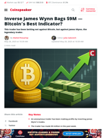 Inverse James Wynn Nets $9M — BTC’s Top Signal?