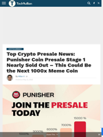 Top Crypto Presale News: Punisher Coin Presale Stage 1 Nearly Sold Out – This Could Be the Next 1000x Meme Coin - TechBullion