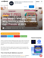 Milk Mocha Whitelist Frenzy: Why $HUGS Is the Best Meme Coin Presale of 2025 | Live Bitcoin News
